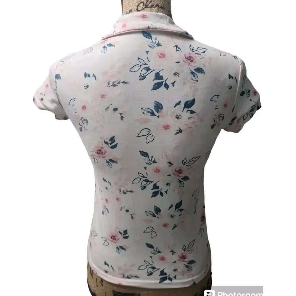 Tahari‎ Girl Floral Button Up Sleep Shirt Size 7/8 Short Sleeve Loungewear